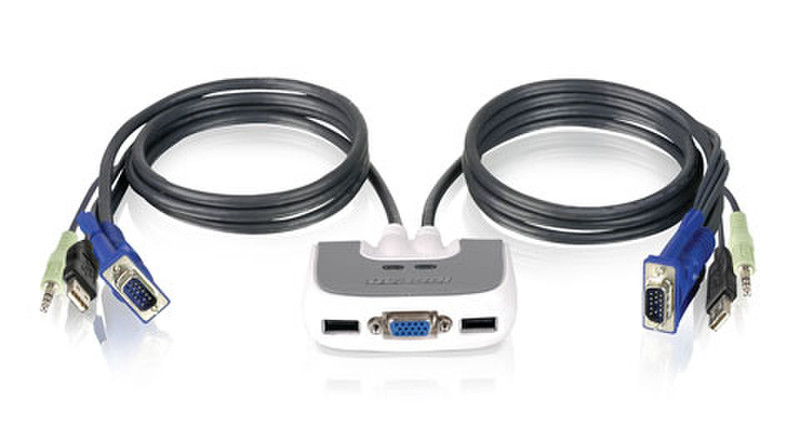 iogear MiniView Micro USB PLUS KVM Switch with audio and cables Schwarz Tastatur/Video/Maus (KVM)-Switch