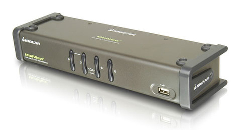iogear MiniView GCS1744 4-Port Dual View KVM Switch - 4 x 1 - 4 x SPHD Grau Tastatur/Video/Maus (KVM)-Switch