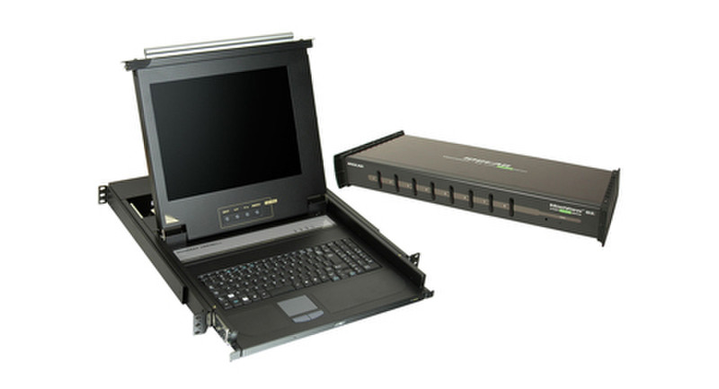 iogear LCD Console Drawer and 8-Port KVM Bundle Black KVM switch