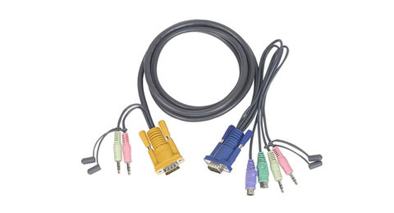 iogear Micro-Lite™ Bonded All-in-One PS/2 KVM Cable 10ft 3м Черный кабель клавиатуры / видео / мыши