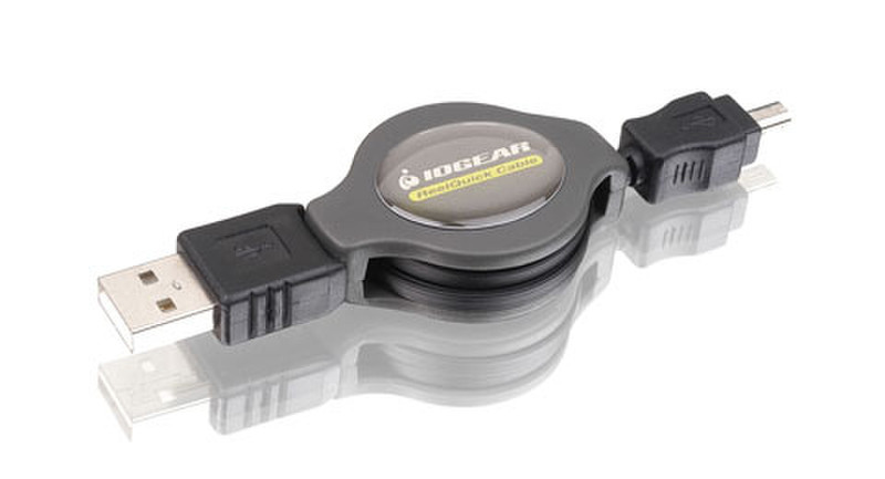iogear ReelQuick Premium Retractable USB 1.1 Cable 4ft 1.2m USB A Mini-USB B USB Kabel