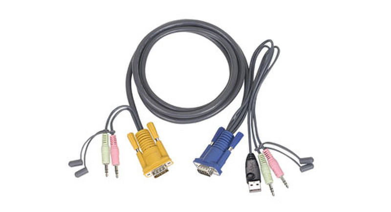 iogear G2L5305U KVM USB Cable With Audio 5м Серый кабель клавиатуры / видео / мыши