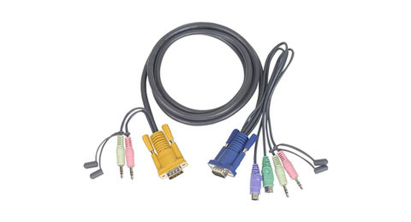 iogear Micro-Lite™ Bonded All-in-One PS/2 KVM Cable 15ft 4.57м Черный кабель клавиатуры / видео / мыши