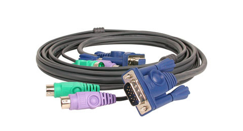 iogear Micro-Lite™ Bonded All-in-One PS/2, VGA KVM Cable 6 feet 1.83m Schwarz Tastatur/Video/Maus (KVM)-Kabel