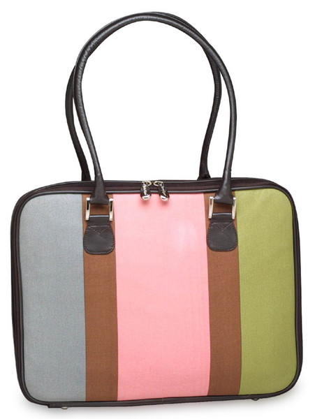 Mango Tango Pink Canvas Stripe Laptop Bag 18