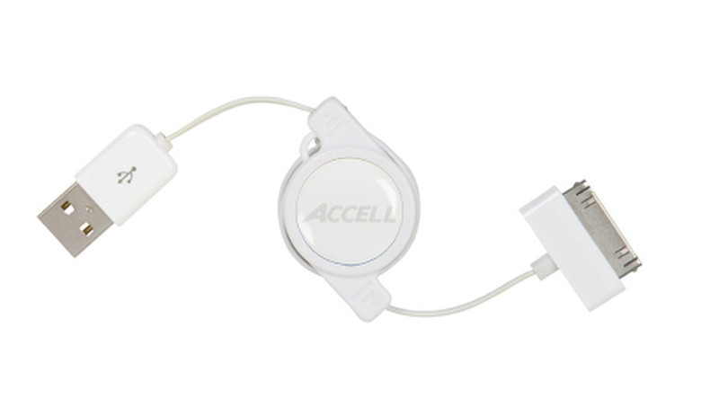 Accell 30-pin to USB, m/m, 0.79m 0.79м USB A Apple 30-p Белый