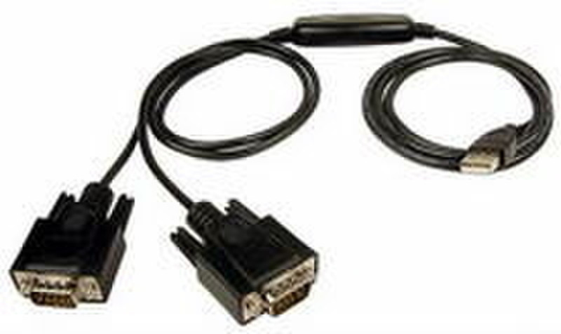 Cables Unlimited USB Cable to Dual DB9 Serial Adapter 1.5м USB A Черный кабель USB