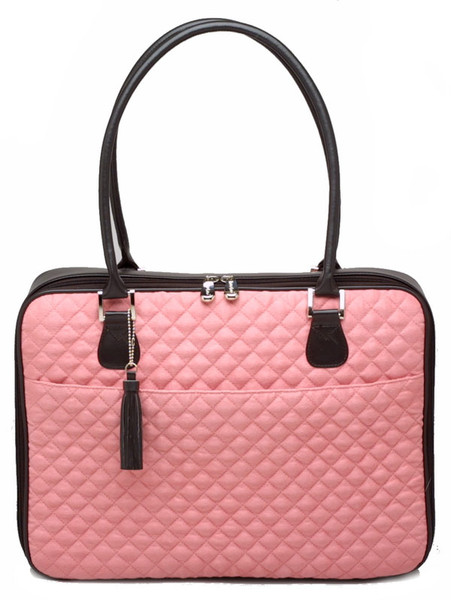 Mango Tango Pink Quilt in Faux Suede Luggage Laptop Bag 16