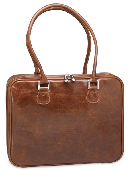 Mango Tango Brown Distressed Faux Leather Laptop Bag 18