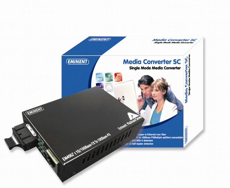 Eminent Media Converter SC 100Мбит/с 1310нм Черный сетевой медиа конвертор