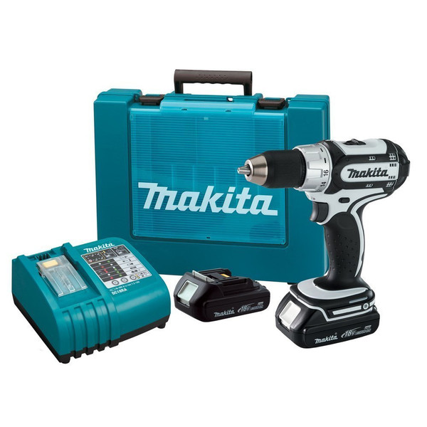 Makita BDF452HW Дрель с рукояткой пистолетного типа Литий-ионная (Li-Ion) Черный, Белый аккумуляторная комби-дрель