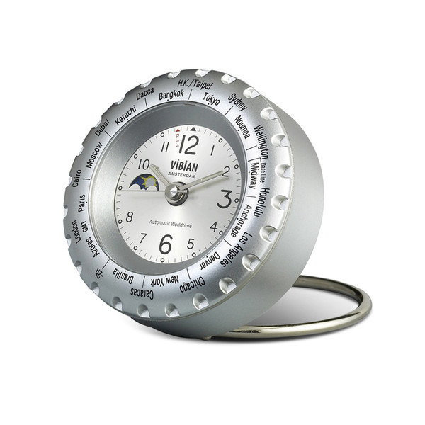 VIBIAN Xador-2A Quartz table clock round Silver
