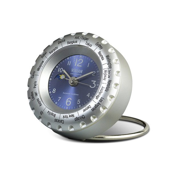 VIBIAN Xador-2C Quartz table clock round Blue,Silver