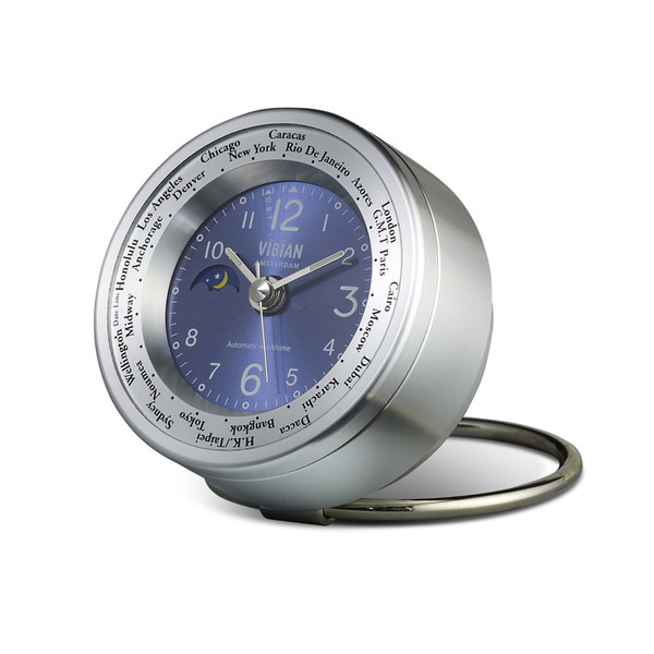 VIBIAN Xador-5C Quartz table clock round Blue,Silver
