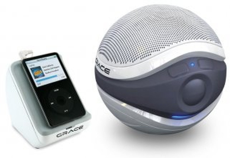 Grace Digital Audio Floating Wireless Speaker 3W Silver docking speaker
