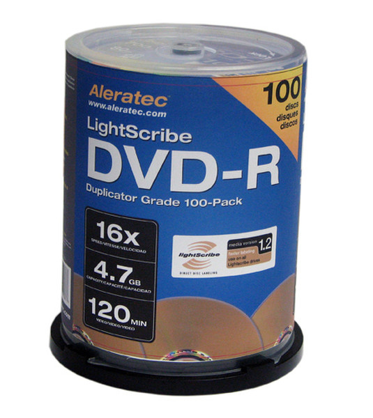 Aleratec Lightscribe DVD-R 16x V1.2 Duplicator grade media 4.7GB DVD-R 100pc(s)