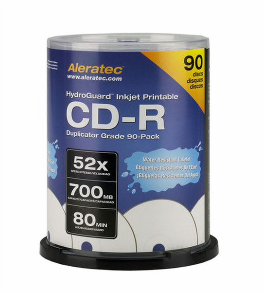 Aleratec Hydroguard inkjet printable CD-R CD-R 700МБ 90шт