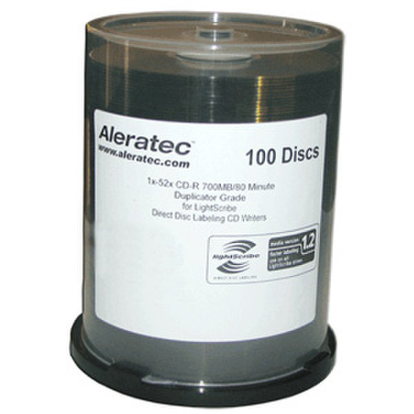 Aleratec Lightscribe CD-R 52x V1.2 duplicator grade CD-R 700MB 100pc(s)