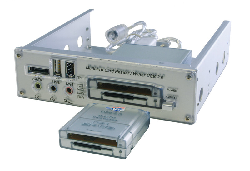 EXSYS EX-1627-2 - USB 2.0 - 16 in 1 Card Reader (internal/external) USB 2.0 Silver card reader