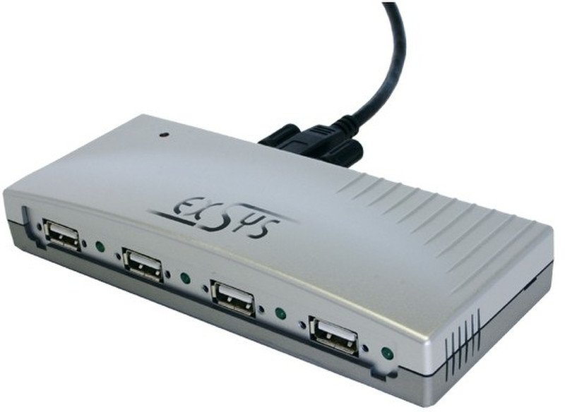 EXSYS External 4 Port USB 2.0 HUB 480Mbit/s Silver interface hub