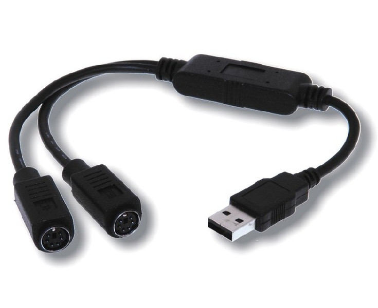 EXSYS USB 1.1 to PS/2 Adapter 2x PS/2 USB Black cable interface/gender adapter