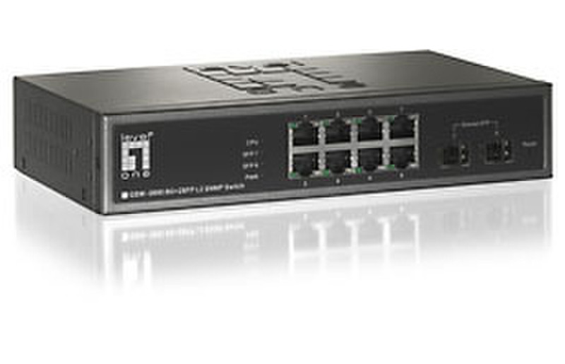 CP Technologies 8 Port + 2 SFP Ports Layer 2 SNMP Switch Управляемый L2 Черный