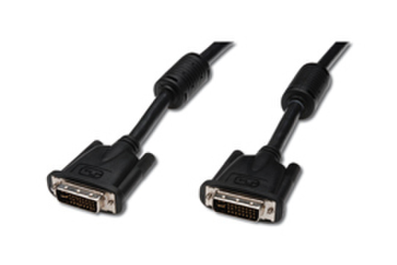 Digitus DVI-I connection cable, DVI(24+5), 2x ferrite 5m DVI-I DVI-I Schwarz DVI-Kabel