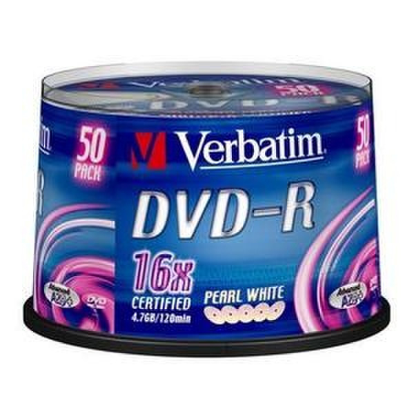 Verbatim DVD-R Pearl White 50 Pack 4.7ГБ DVD-R 50шт