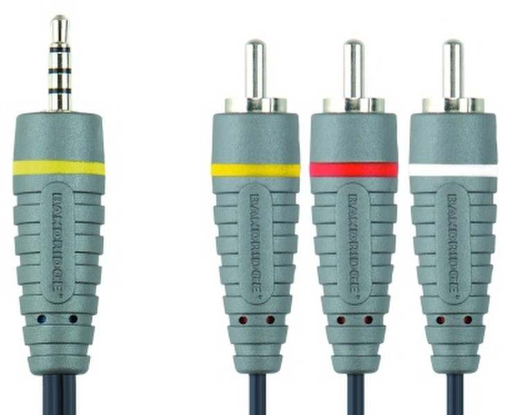 Bandridge AV cable, 3.5mm JACK (M) stereo / 3x CINCH (M) 2m 3.5mm