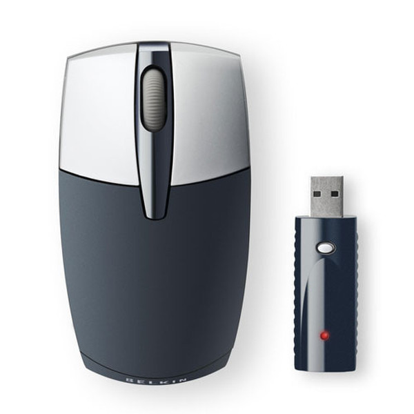 Belkin Wireless Travel Mouse, Silver / Black RF Wireless Optisch Maus