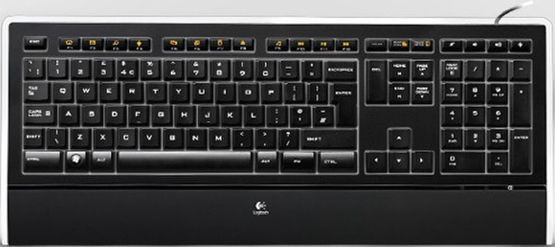 Logitech Illuminated Keyboard USB QWERTY Черный клавиатура