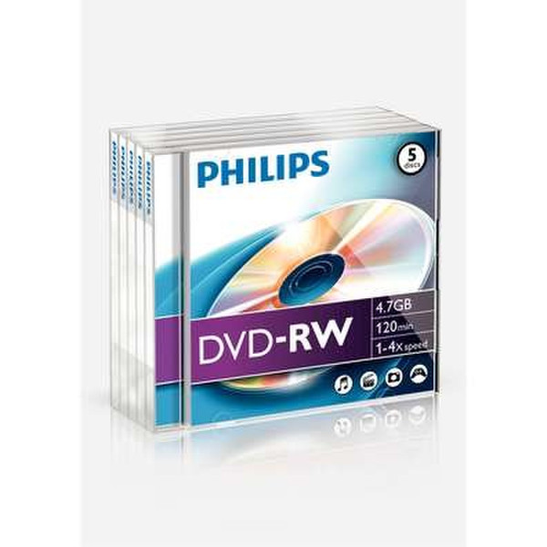 Philips DVD-RW 4.7GB / 120min 4x 5pk 4.7GB DVD-RW 5pc(s)