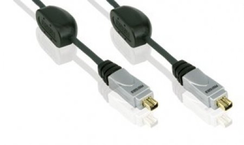 Profigold Firewire 4-pin (M/M) cable, 1.5m 1.5m Black firewire cable