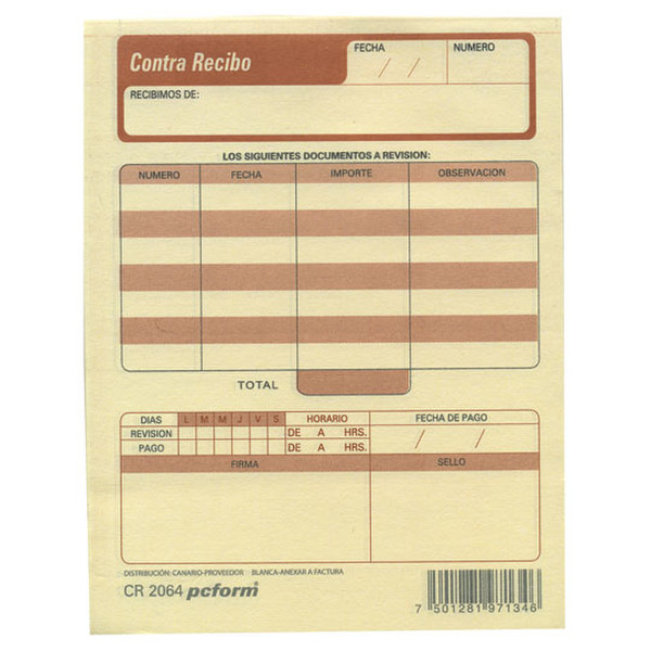 IRASAFORTEC CR-2064 Buchhaltungsformular & -Buch