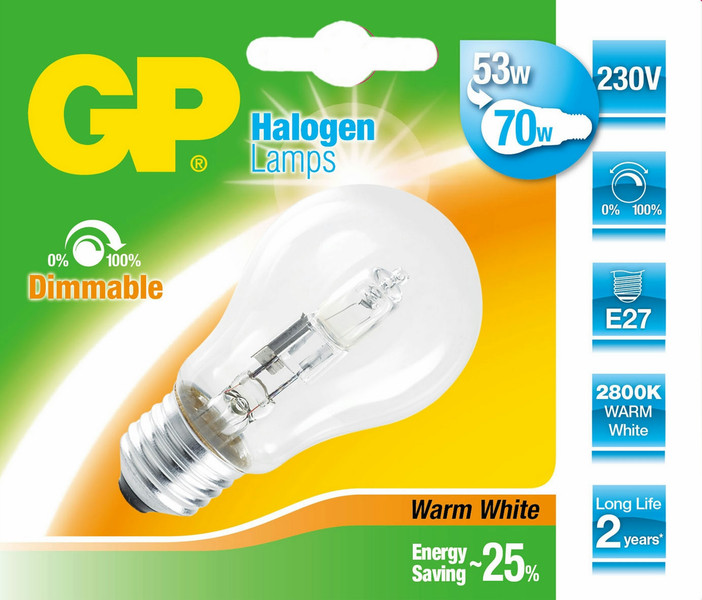 GP Lighting 046585-HLME1 57Вт E27 D Теплый белый галогенная лампа