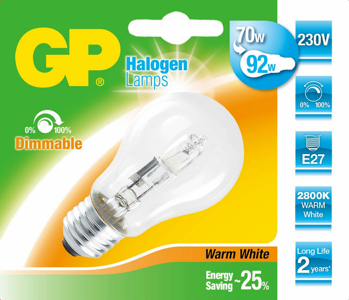 GP Lighting 046592-HLME1 77Вт E27 D Теплый белый галогенная лампа