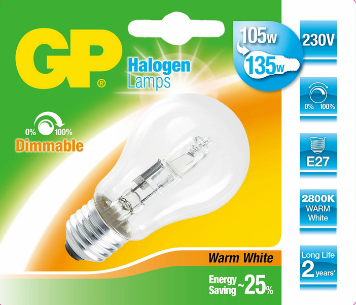 GP Lighting 047711-HLME1 116Вт E27 D Теплый белый галогенная лампа