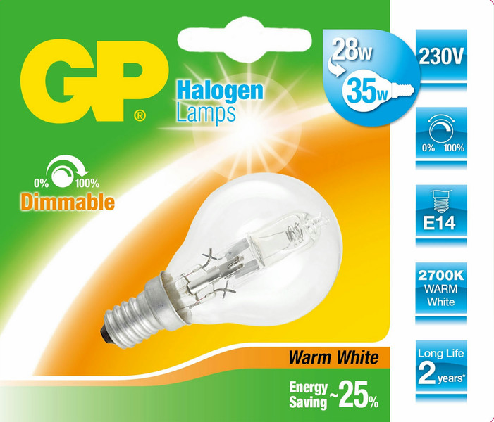 GP Lighting 046653-HLME1 30Вт E14 D Теплый белый галогенная лампа