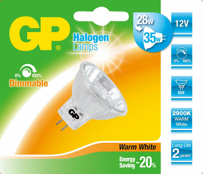 GP Lighting 056454-HLME1 28Вт GU4 C Теплый белый галогенная лампа