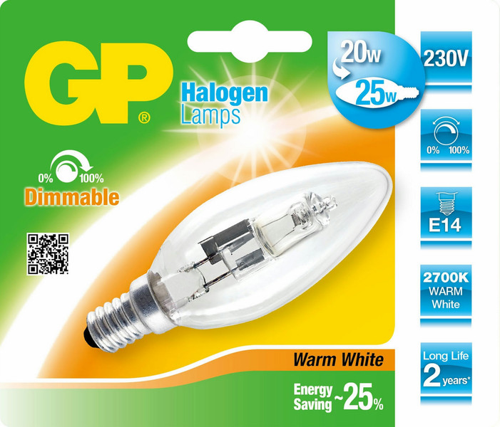 GP Lighting 047490-HLME1 20Вт E14 D Теплый белый галогенная лампа