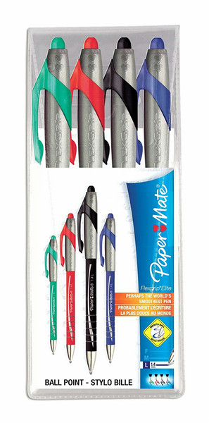 Papermate S0898691 Clip-on retractable ballpoint pen Bold Black,Blue,Green,Red 4pc(s) ballpoint pen