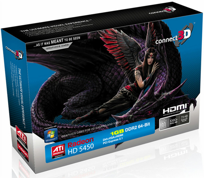 Connect3D C3D-HD5450-1GD2E Radeon HD5450 1GB GDDR2 graphics card