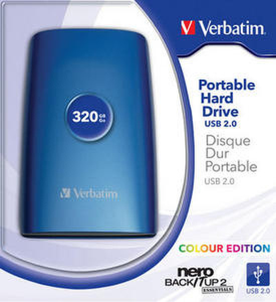 Verbatim 2.5'' Portable HDD USB 2.0 320GB, Blue 320GB Schwarz Externe Festplatte