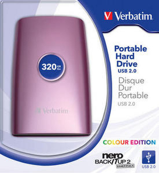 Verbatim 2.5'' Portable HDD USB 2.0 320GB, Pink 320GB Black external hard drive