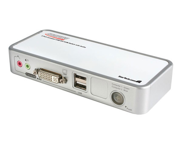 StarTech.com 2 Port USB DVI KVM Switch with Audio and Cables Weiß Tastatur/Video/Maus (KVM)-Switch