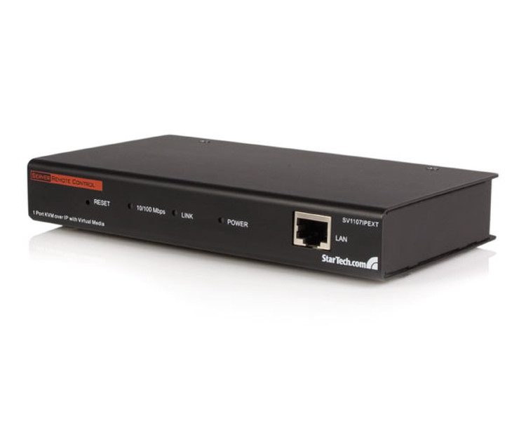 StarTech.com 1 Port Server Remote Control IP KVM w/Virtual Media Rack mounting Black KVM switch