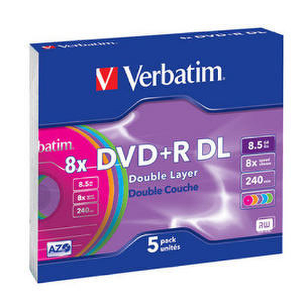 Verbatim DVD+R DL Colour 8x 8.5GB DVD+R DL 5Stück(e)