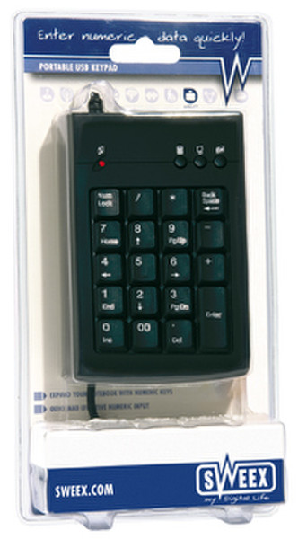Sweex Portable USB Keypad w/ Retractable Cable USB Черный клавиатура