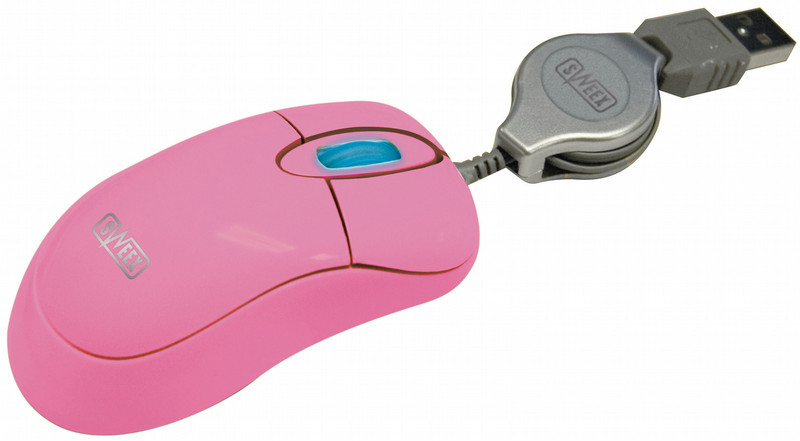 Sweex Mini Optical Mouse Retractable Cable USB Pink USB Optisch 800DPI Pink Maus