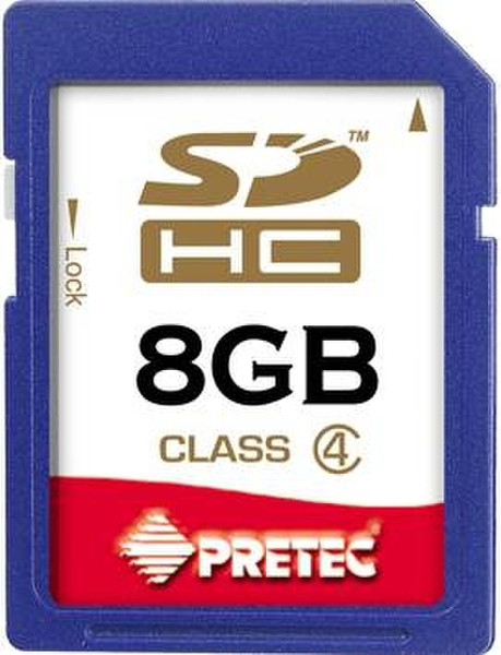 Pretec SDHC SecureDigital Card - 8GB 8GB SDHC memory card